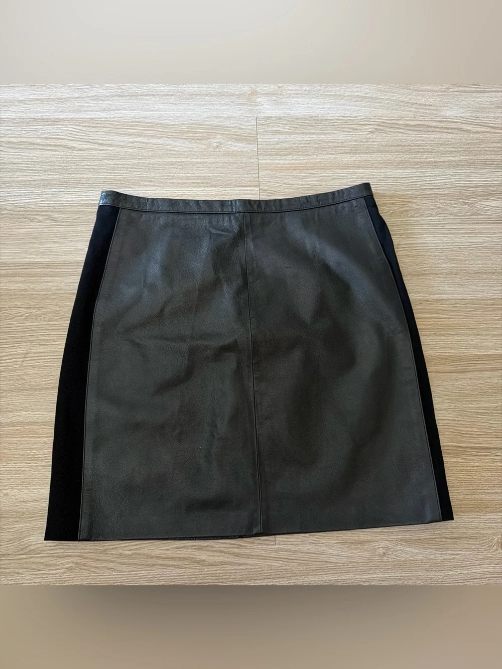 Boston Proper Black Leather-Front Mini Skirt